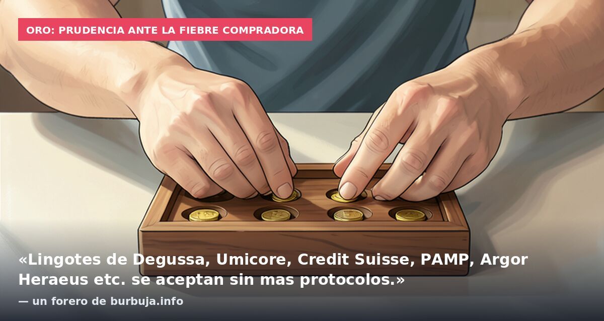 Oro: prudencia ante la fiebre compradora: «Lingotes de Degussa, Umicore, Credit Suisse, PAMP, Argor Heraeus etc. se aceptan sin mas protocolos.» — un forero de burbuja.info