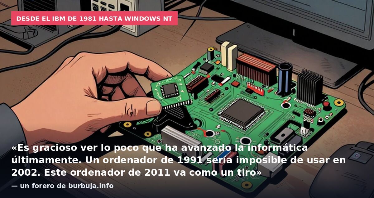 Desde el IBM de 1981 hasta Windows NT: «Es gracioso ver lo poco que ha avanzado la informática últimamente. Un ordenador de 1991 sería imposible de usar en 2002. Este ordenador de 2011 va como un tiro» — un forero de burbuja.info