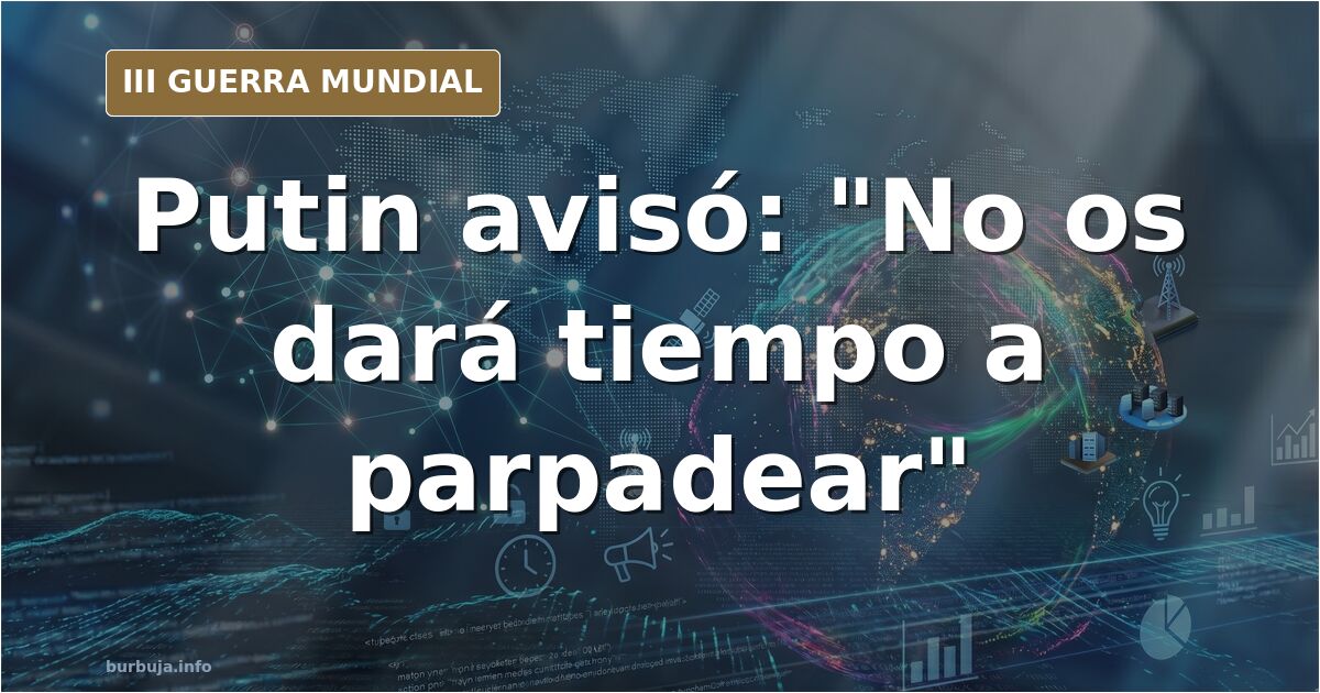 Silueta de un misil nuclear sobre un mapa de Europa del Este con columnas de humo en el horizonte