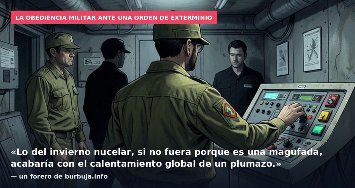 La obediencia militar ante una orden de exterminio: «Lo del invierno nucelar, si no fuera porque es una magufada, acabaría con el calentamiento global de un plumazo.» — un forero de burbuja.info