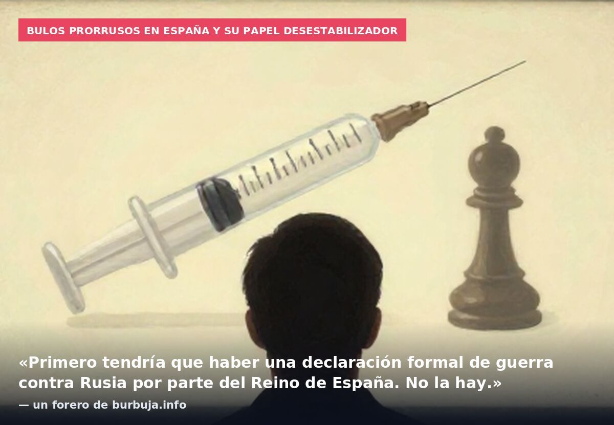 Bulos prorrusos en España y su papel desestabilizador: «Primero tendría que haber una declaración formal de guerra contra Rusia por parte del Reino de España. No la hay.» — un forero de burbuja.info