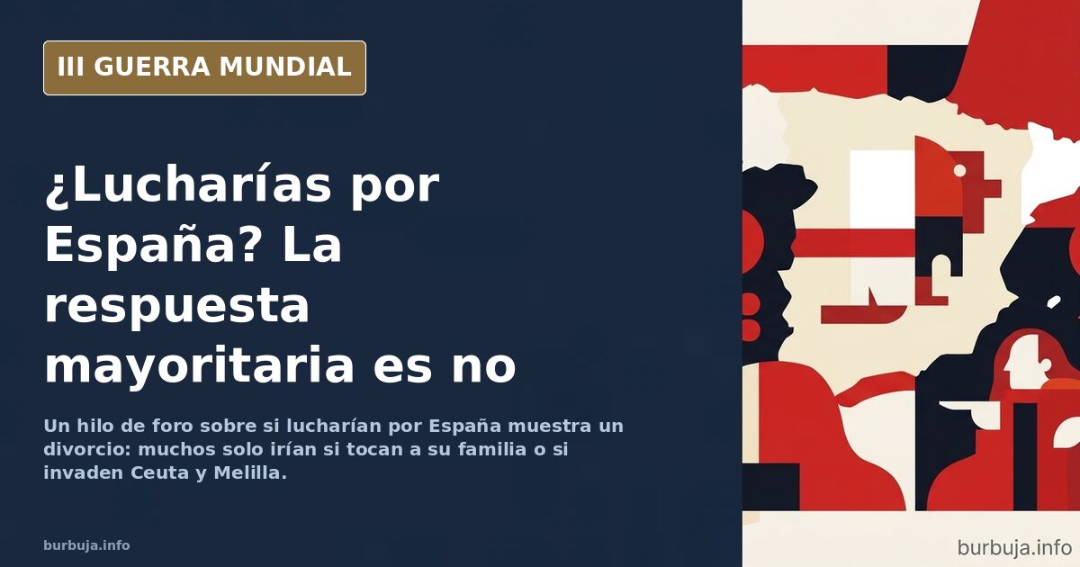 Mapa de España con siluetas de soldados y columnas de humo en el horizonte, ilustración documental desaturada sobre defensa n