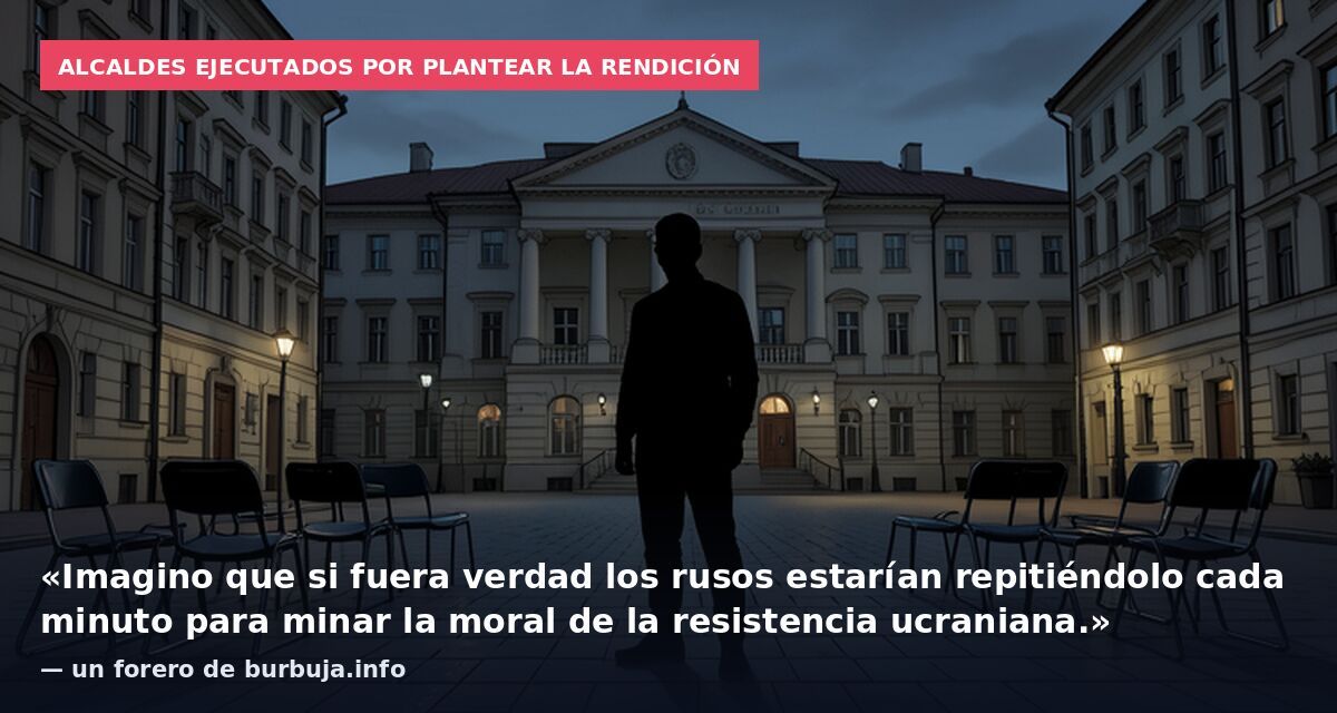 Alcaldes ejecutados por plantear la rendición: «Imagino que si fuera verdad los rusos estarían repitiéndolo cada minuto para minar la moral de la resistencia ucraniana.» — un forero de burbuja.info