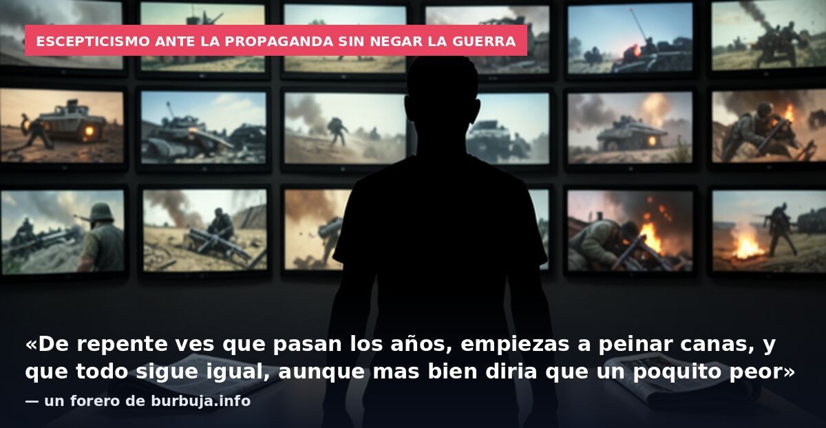 Escepticismo ante la propaganda sin negar la guerra: «De repente ves que pasan los años, empiezas a peinar canas, y que todo sigue igual, aunque mas bien diria que un poquito peor» — un forero de burbuja.info