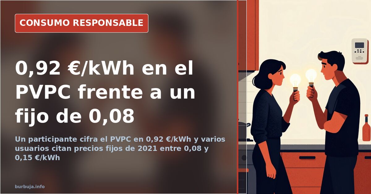 PVPC hits 0.92 €/kWh while fixed rates sit at 0.08, forum users say