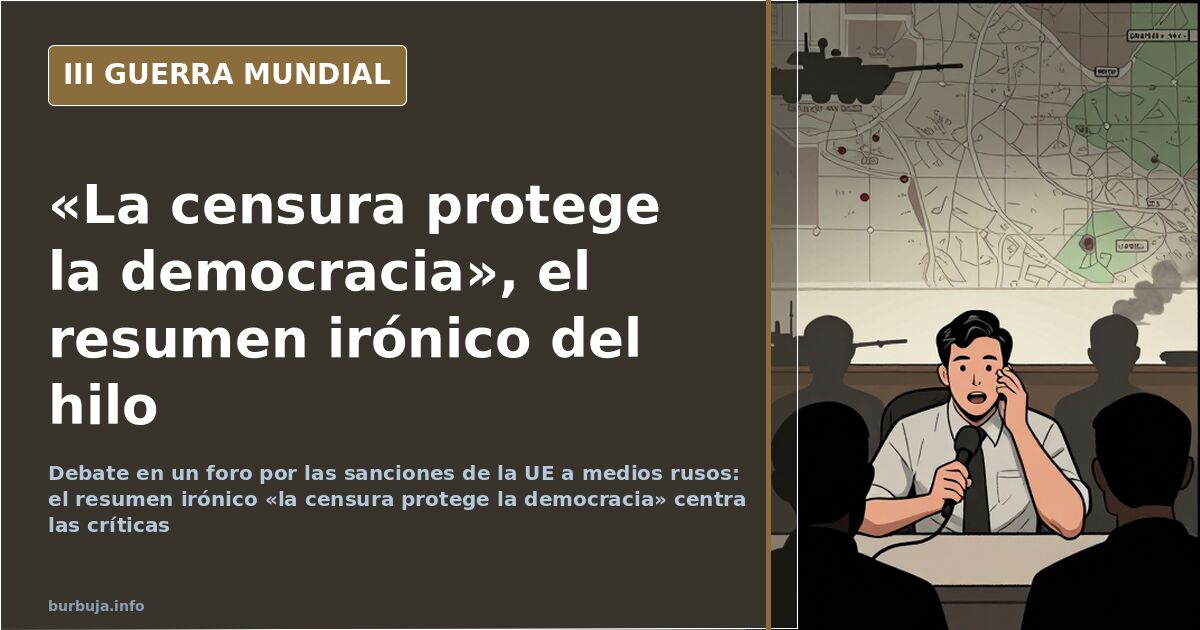 Mapa de Europa desaturado, una pantalla de televisión apagada y siluetas de antenas bajo humo lejano