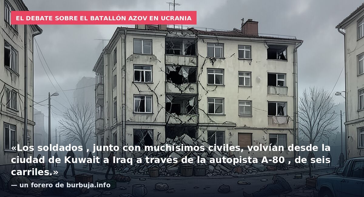El debate sobre el batallón Azov en Ucrania: «Los soldados , junto con muchísimos civiles, volvían desde la ciudad de Kuwait a Iraq a través de la autopista A-80 , de seis carriles.» — un forero de burbuja.info