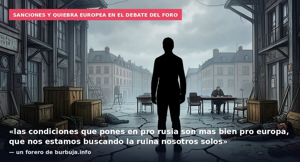 Sanciones y quiebra europea en el debate del foro: «las condiciones que pones en pro rusia son mas bien pro europa, que nos estamos buscando la ruina nosotros solos» — un forero de burbuja.info