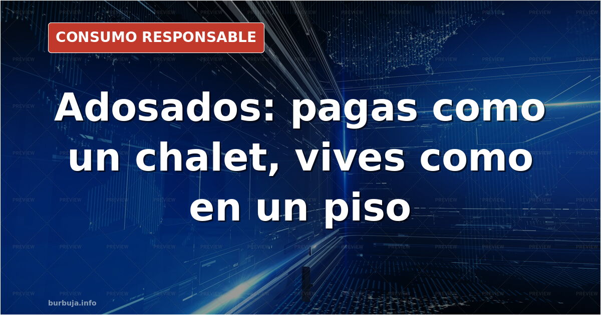 Fachada de viviendas adosadas con jardines delanteros mínimos y garajes, ejemplo de las peores cosas de un adosado