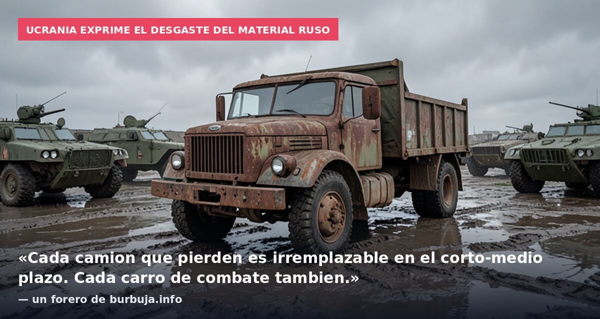 Ucrania exprime el desgaste del material ruso: «Cada camion que pierden es irremplazable en el corto-medio plazo. Cada carro de combate tambien.» — un forero de burbuja.info