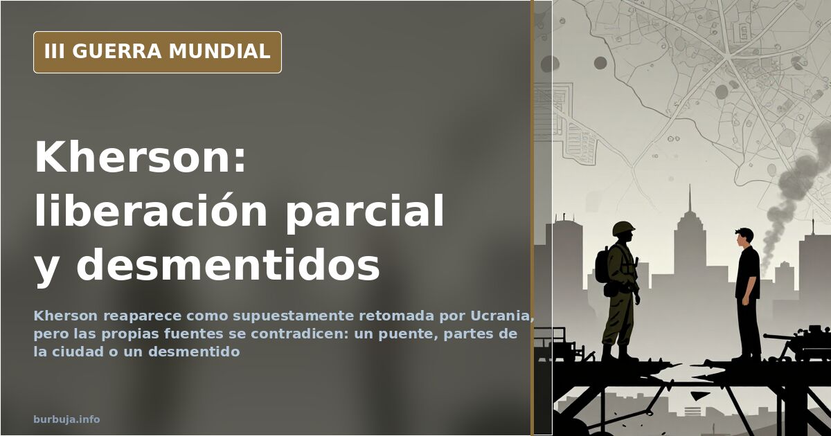 Mapa de la región de Kherson con el río Dniéper y posiciones militares marcadas sobre el terreno