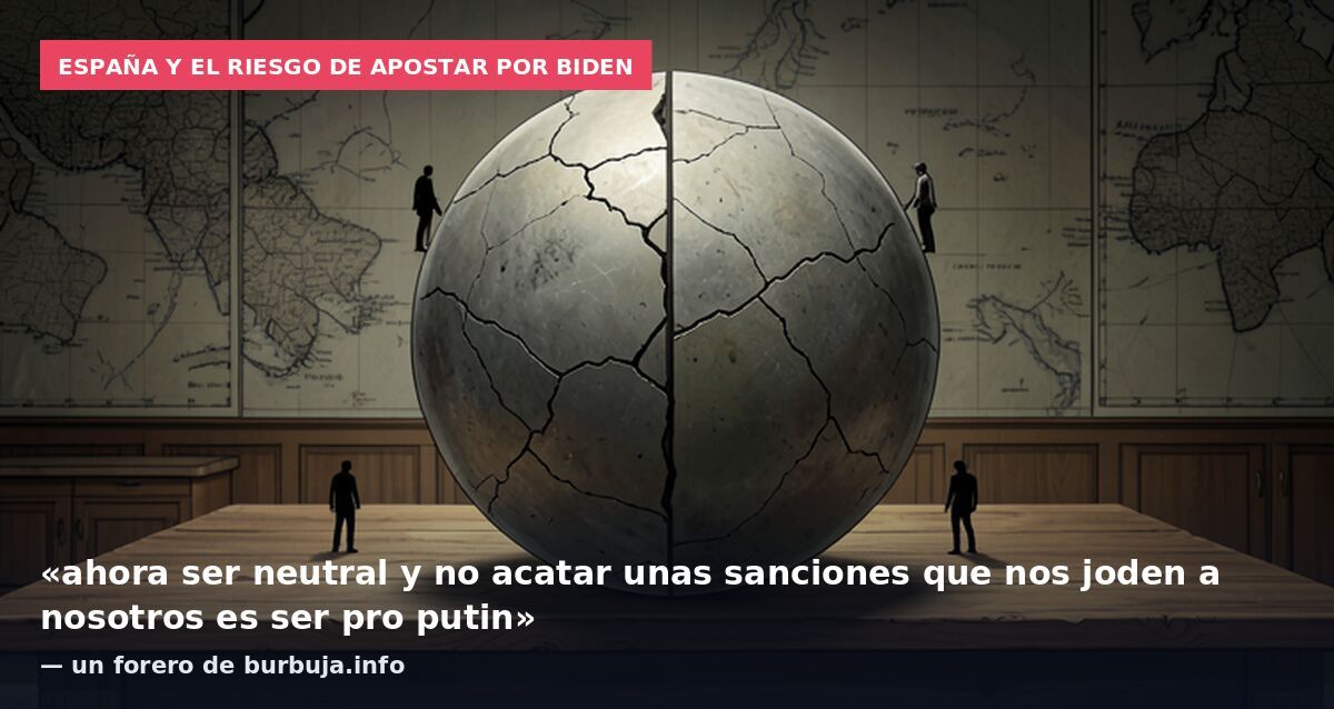 España y el riesgo de apostar por Biden: «ahora ser neutral y no acatar unas sanciones que nos joden a nosotros es ser pro putin» — un forero de burbuja.info