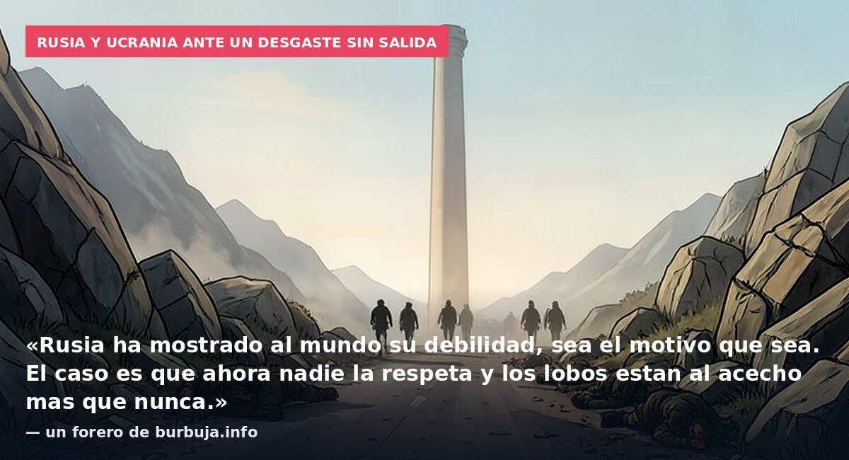 Rusia y Ucrania ante un desgaste sin salida: «Rusia ha mostrado al mundo su debilidad, sea el motivo que sea. El caso es que ahora nadie la respeta y los lobos estan al acecho mas que nunca.» — un forero de burbuja.info