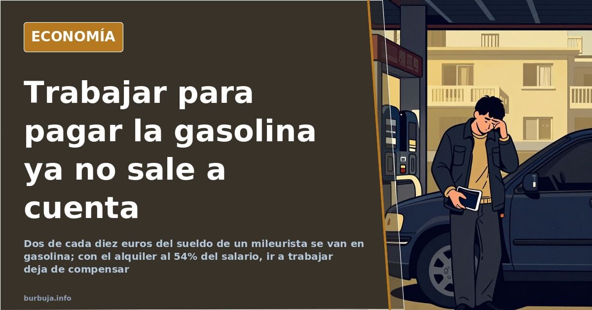 Conductor camino del trabajo con el precio de la gasolina disparado y el coste del desplazamiento diario en coche