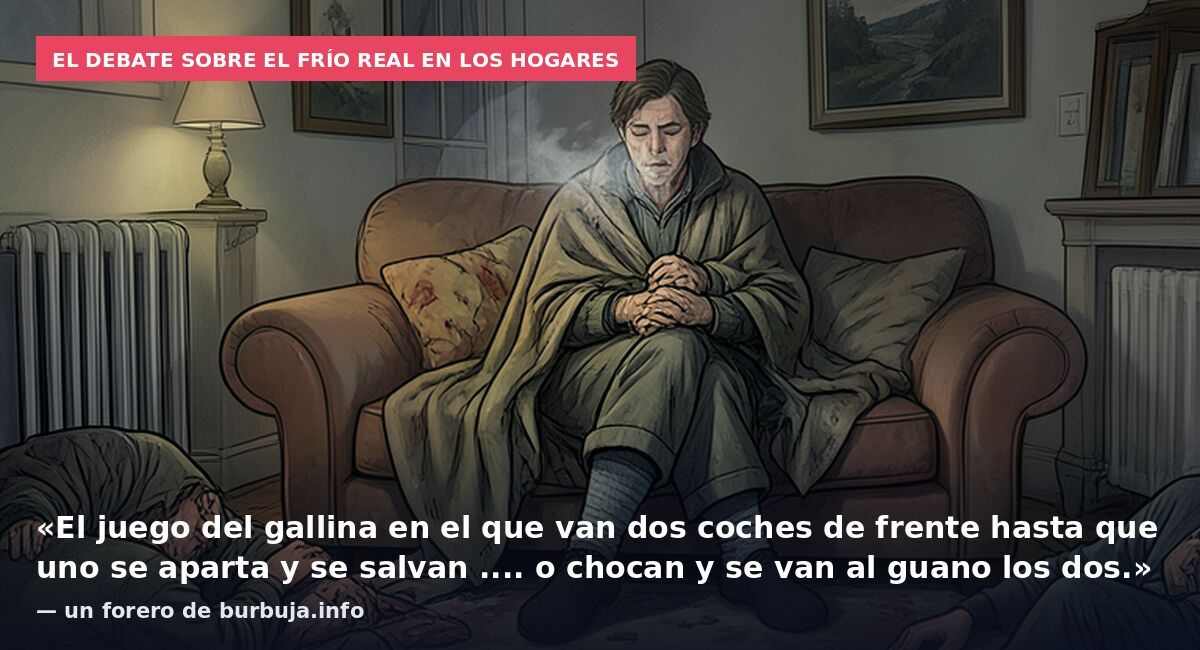El debate sobre el frío real en los hogares: «El juego del gallina en el que van dos coches de frente hasta que uno se aparta y se salvan .... o chocan y se van al guano los dos.» — un forero de burbuja.info