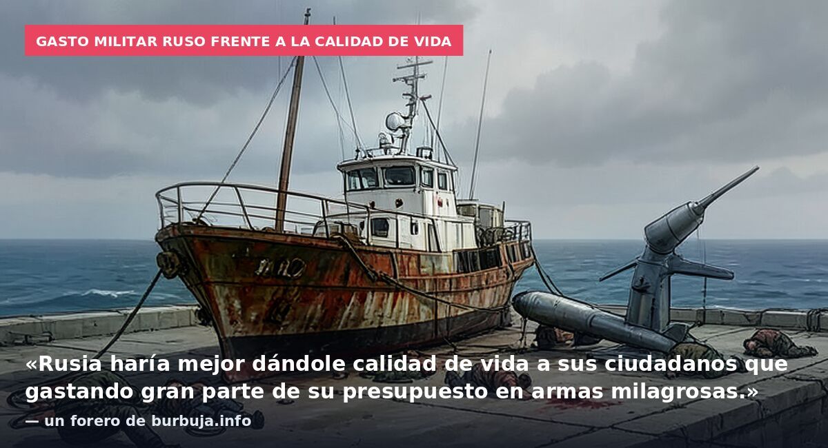 Gasto militar ruso frente a la calidad de vida: «Rusia haría mejor dándole calidad de vida a sus ciudadanos que gastando gran parte de su presupuesto en armas milagrosas.» — un forero de burbuja.info