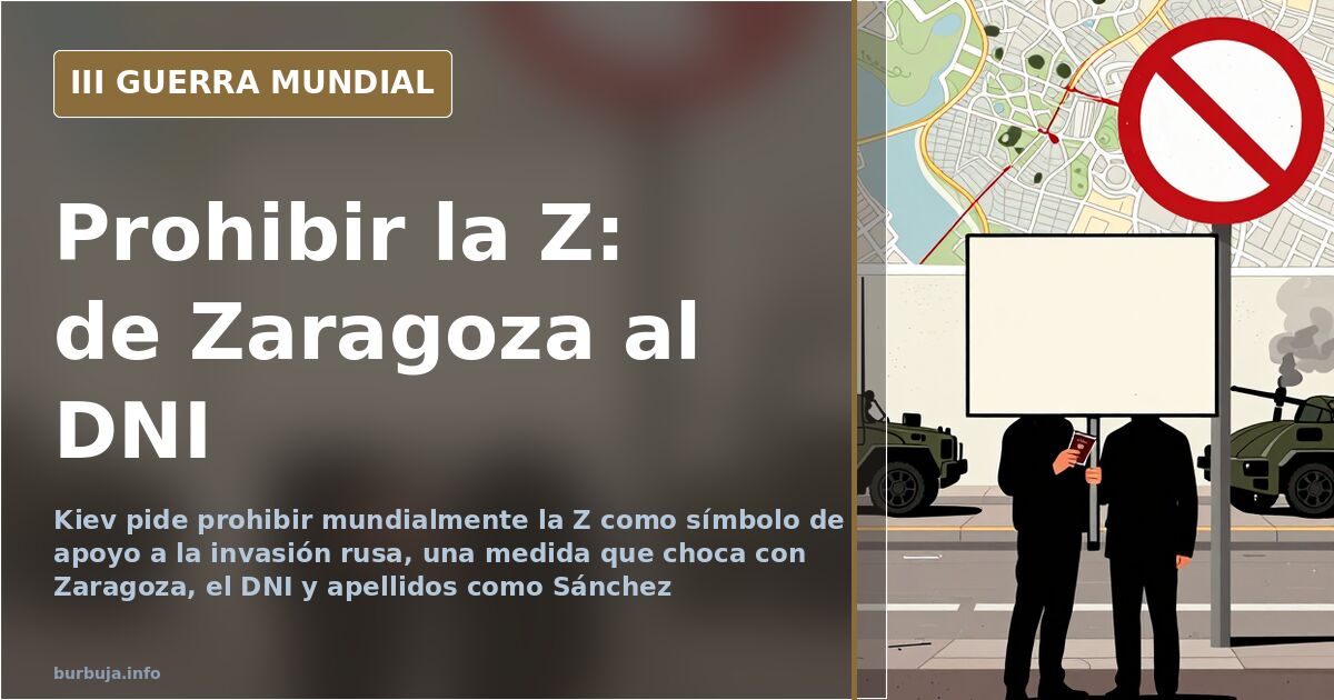 Ilustración documental con la letra Z tachada sobre un mapa de Europa y humo lejano en el horizonte