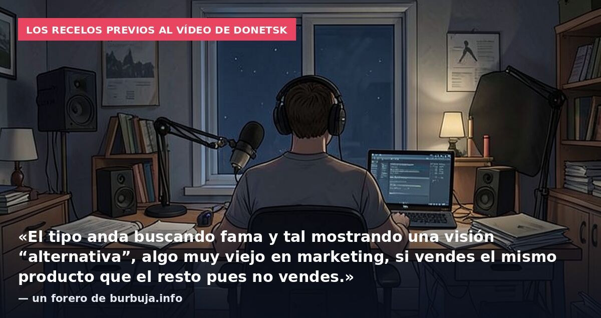 Los recelos previos al vídeo de Donetsk: «El tipo anda buscando fama y tal mostrando una visión “alternativa”, algo muy viejo en marketing, si vendes el mismo producto que el resto pues no vendes.» — un forero de burbuja.info