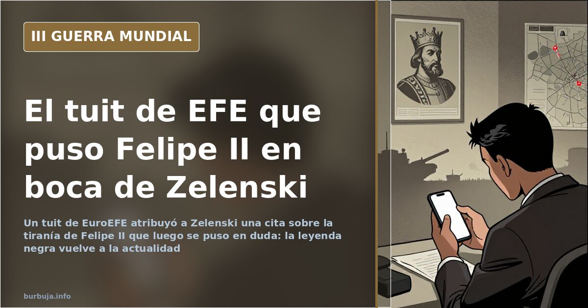 Ilustración documental con mapa del imperio español, galeones y humo lejano sobre la leyenda negra y Felipe II