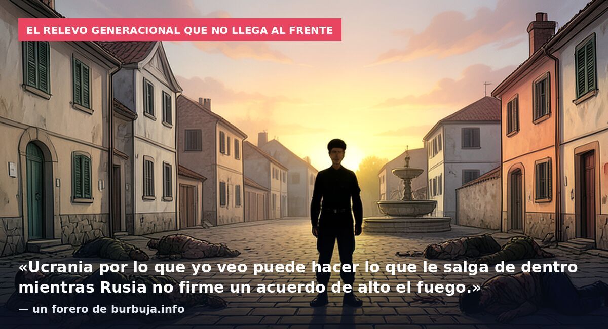 El relevo generacional que no llega al frente: «Ucrania por lo que yo veo puede hacer lo que le salga de dentro mientras Rusia no firme un acuerdo de alto el fuego.» — un forero de burbuja.info
