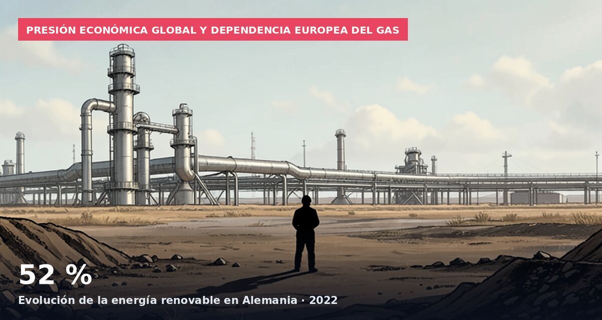 Presión económica global y dependencia europea del gas: 52 % Evolución de la energía renovable en Alemania · 2022