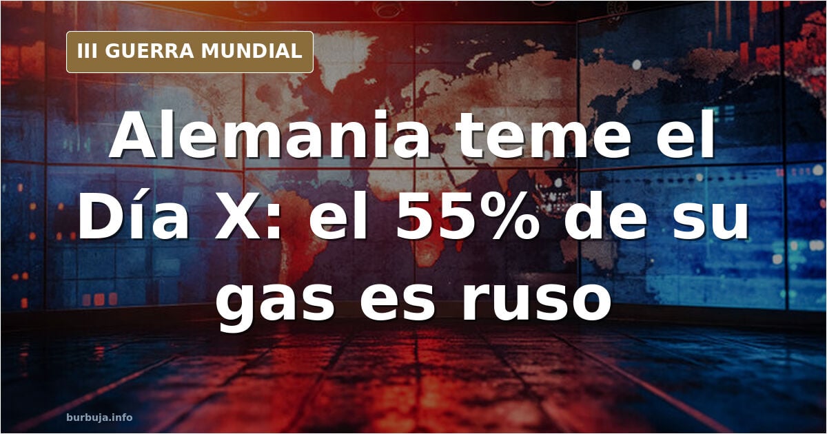 Silueta de una planta industrial alemana al atardecer junto a gasoductos y depósitos de gas, bajo un cielo desaturado