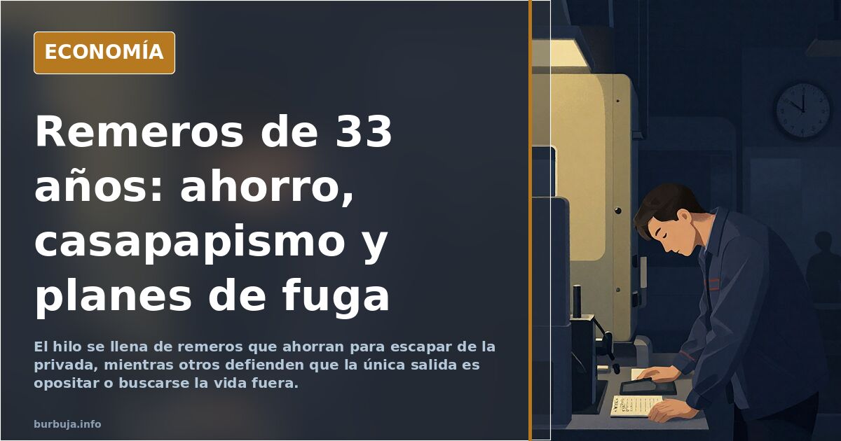 Remeros de 33 años: ahorro, casapapismo y planes de fuga