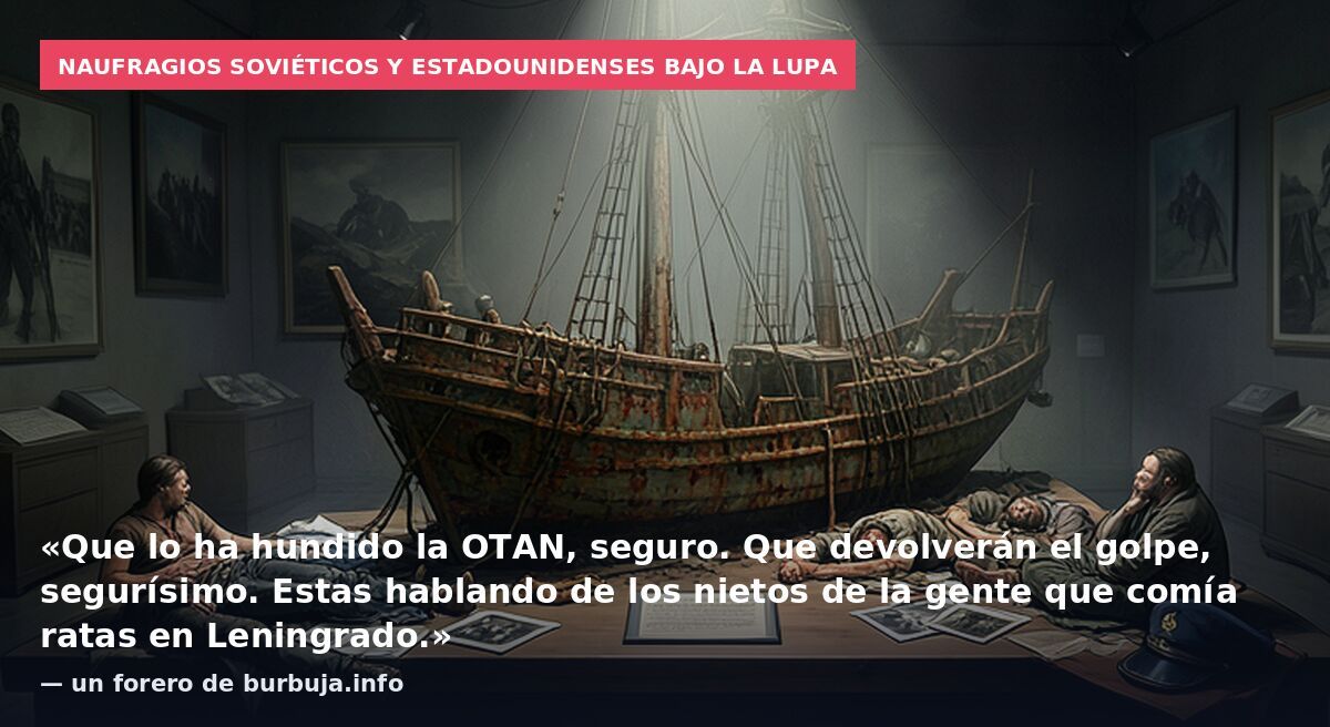 Naufragios soviéticos y estadounidenses bajo la lupa: «Que lo ha hundido la OTAN, seguro. Que devolverán el golpe, segurísimo. Estas hablando de los nietos de la gente que comía ratas en Leningrado.» — un forero de burbuja.info