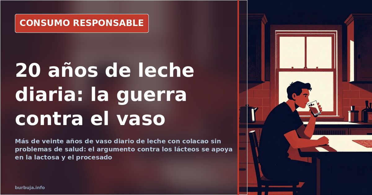 Vaso de leche con colacao y yogures sobre una mesa, en el centro del debate sobre si los lácteos son malos