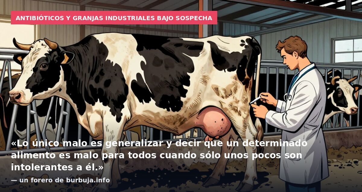 Antibióticos y granjas industriales bajo sospecha: «Lo único malo es generalizar y decir que un determinado alimento es malo para todos cuando sólo unos pocos son intolerantes a él.» — un forero de burbuja.info