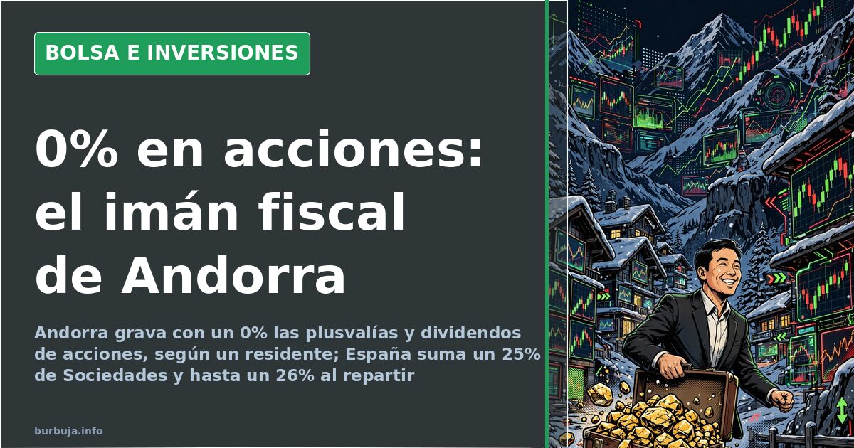 Terminal financiera con gráficos de velas comparando la fiscalidad de las acciones y los dividendos en Andorra y en España