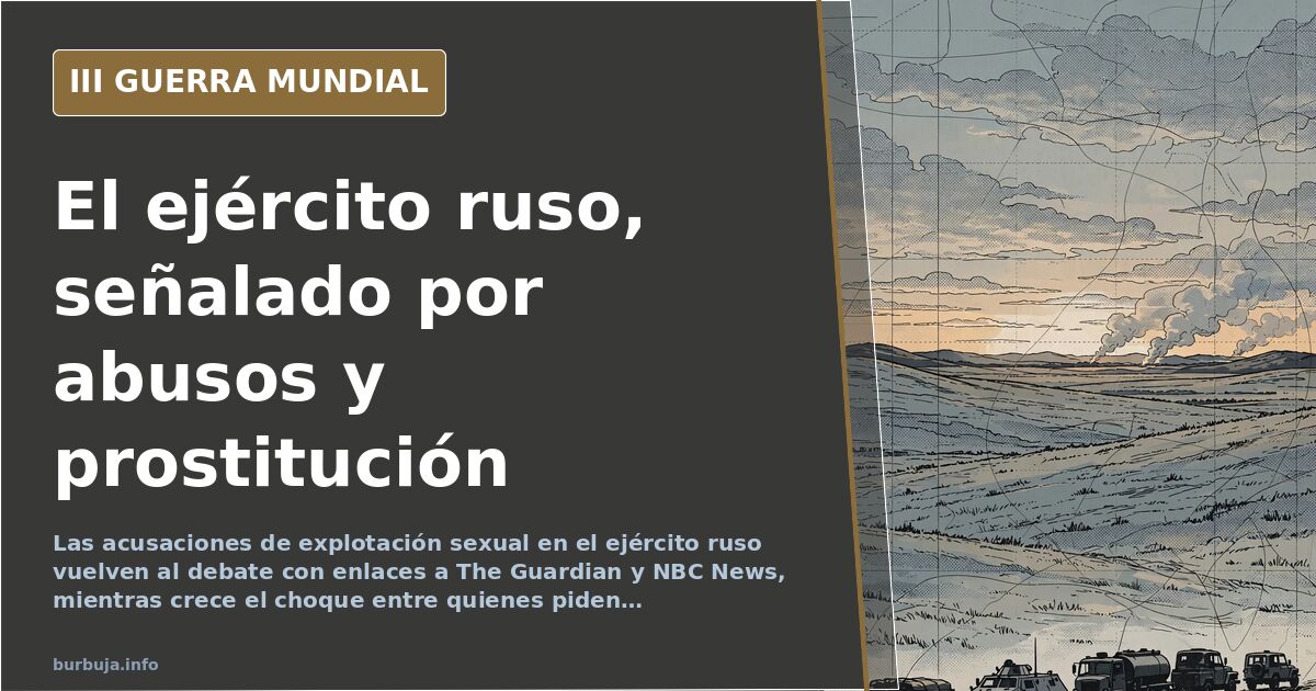 Ilustración documental desaturada con silueta de convoy militar en la estepa y humo al fondo, sobre el debate del ejército ru