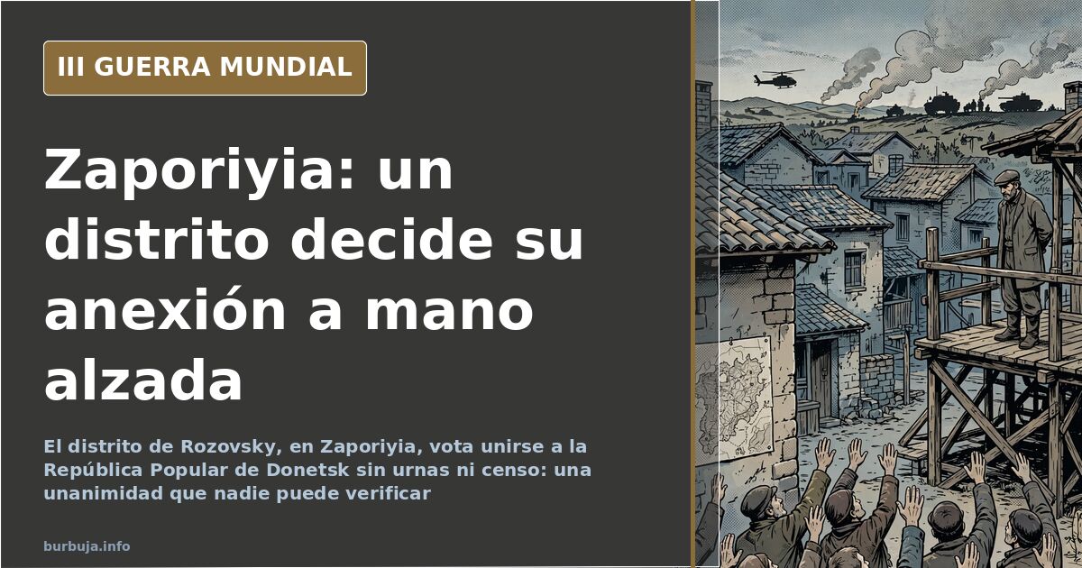 Vecinos reunidos al aire libre en un distrito de Zaporiyia votan a mano alzada unirse a la República Popular de Donetsk