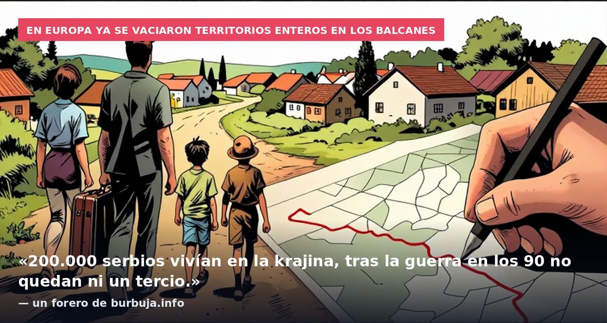 En Europa ya se vaciaron territorios enteros en los Balcanes: «200.000 serbios vivían en la krajina, tras la guerra en los 90 no quedan ni un tercio.» — un forero de burbuja.info