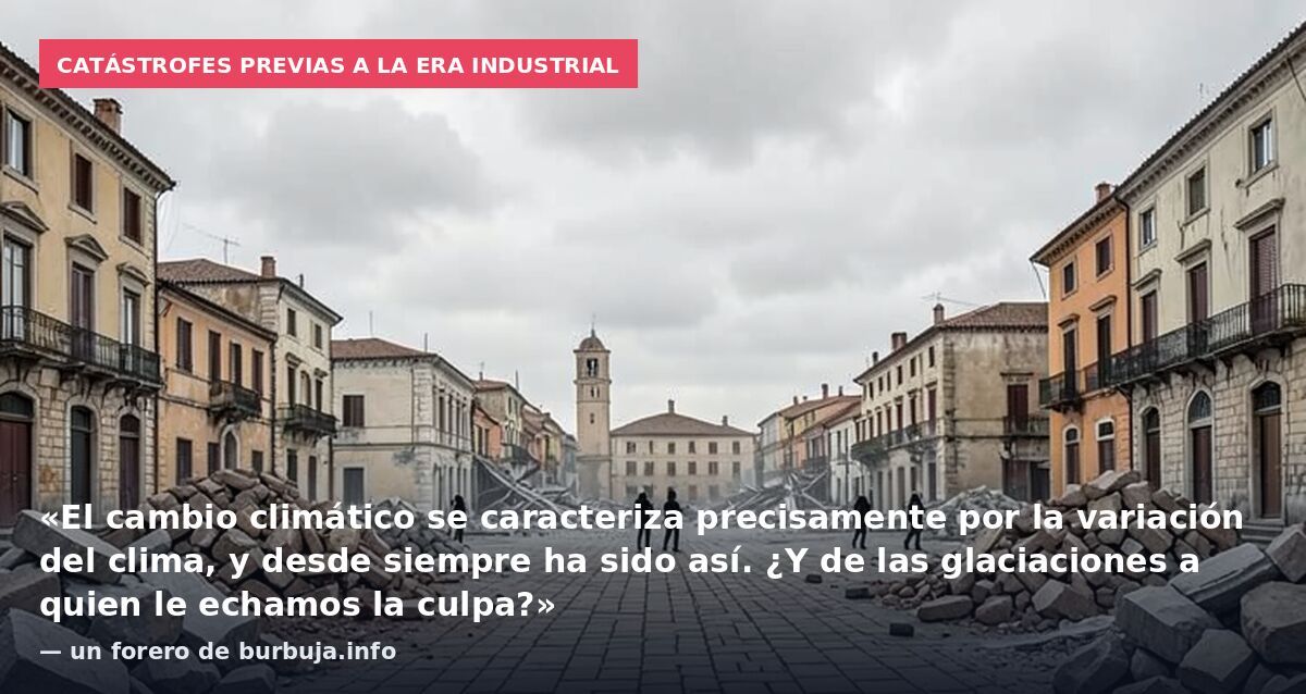 Catástrofes previas a la era industrial: «El cambio climático se caracteriza precisamente por la variación del clima, y desde siempre ha sido así. ¿Y de las glaciaciones a quien le echamos la culpa?» — un forero de burbuja.info