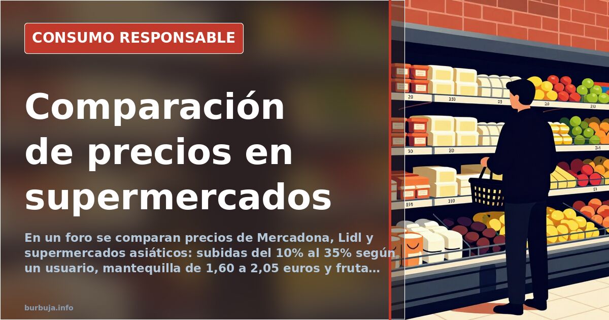 Lineal de frutas y verduras en un supermercado de barrio con clientes comparando precios