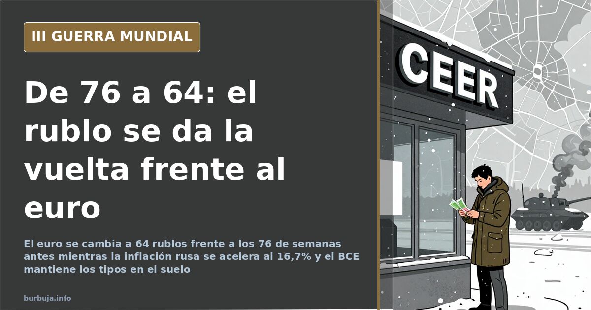 El rublo pasa de 76 a 64 por euro en semanas