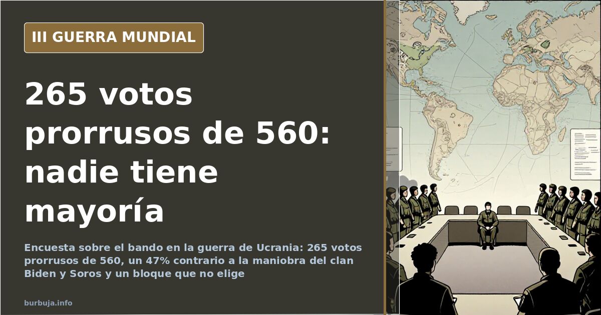 Mapa de Ucrania en tonos desaturados con siluetas de blindados y humo lejano sobre la encuesta prorrusa o proucraniana