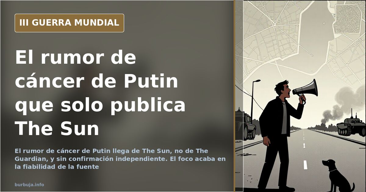 Silueta de un mandatario ante un mapa de Europa del Este y humo lejano, ilustración sobre el rumor de cáncer de Putin