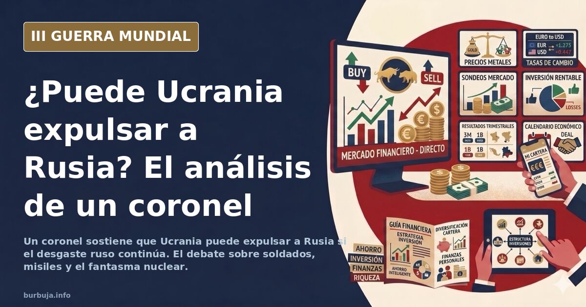 Mapa desaturado del este de Ucrania con siluetas de vehículos militares y humo lejano en el horizonte