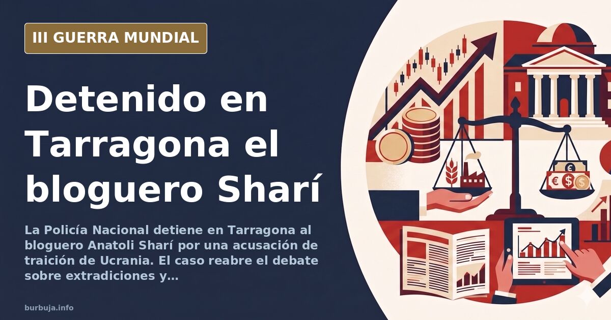 Silueta de un bloguero ante un mapa de Europa con Ucrania marcada y humo de guerra al fondo