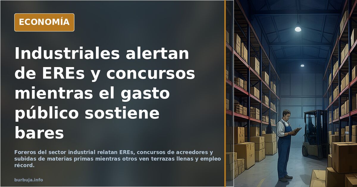 Industriales alertan de EREs y concursos mientras el gasto público sostiene bares