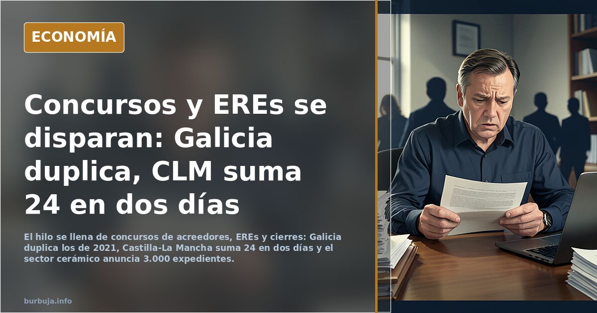 Concursos y EREs se disparan: Galicia duplica, CLM suma 24 en dos días
