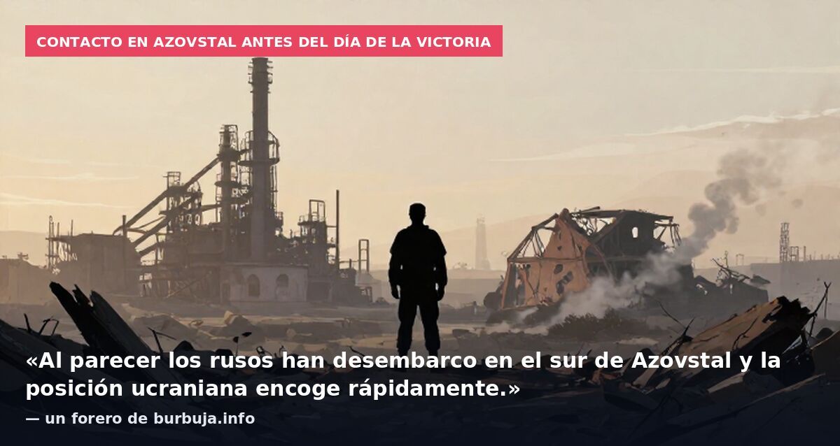 Contacto en Azovstal antes del Día de la Victoria: «Al parecer los rusos han desembarco en el sur de Azovstal y la posición ucraniana encoge rápidamente.» — un forero de burbuja.info