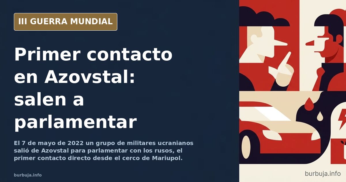 Silueta de la planta siderúrgica de Azovstal en Mariupol con columnas de humo al fondo