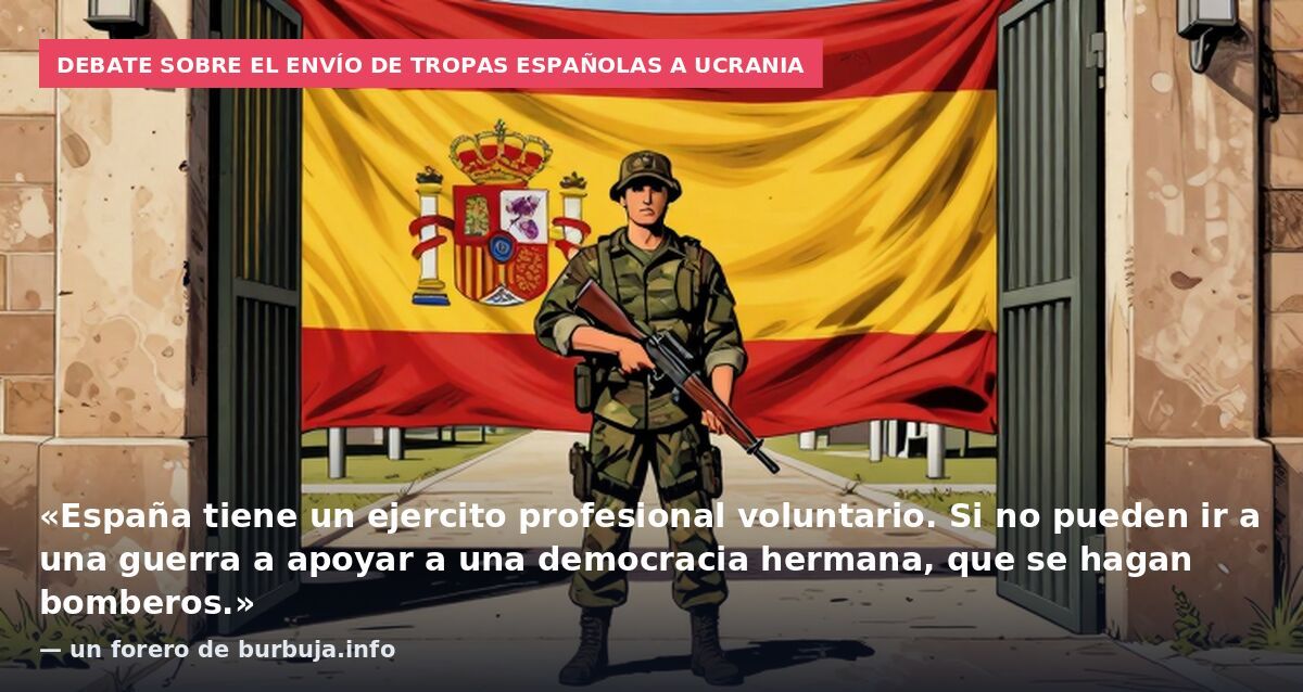 Debate sobre el envío de tropas españolas a Ucrania: «España tiene un ejercito profesional voluntario. Si no pueden ir a una guerra a apoyar a una democracia hermana, que se hagan bomberos.» — un forero de burbuja.info