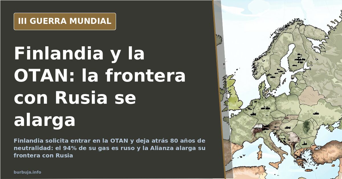 Mapa del norte de Europa con la frontera entre Finlandia y Rusia