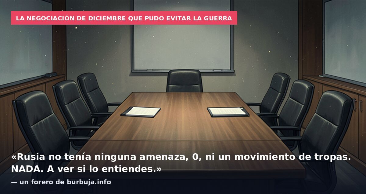 La negociación de diciembre que pudo evitar la guerra: «Rusia no tenía ninguna amenaza, 0, ni un movimiento de tropas. NADA. A ver si lo entiendes.» — un forero de burbuja.info