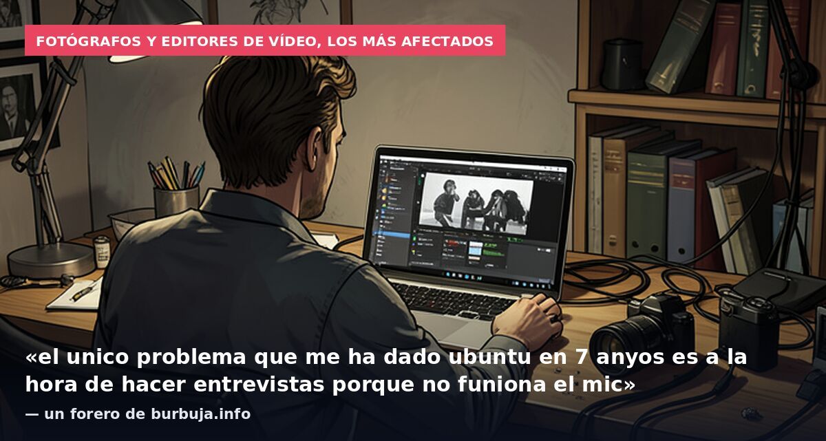 Fotógrafos y editores de vídeo, los más afectados: «el unico problema que me ha dado ubuntu en 7 anyos es a la hora de hacer entrevistas porque no funiona el mic» — un forero de burbuja.info