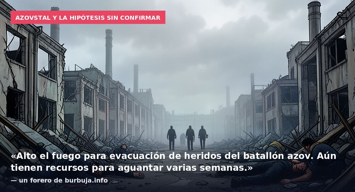 Azovstal y la hipótesis sin confirmar: «Alto el fuego para evacuación de heridos del batallón azov. Aún tienen recursos para aguantar varias semanas.» — un forero de burbuja.info